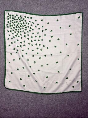 Ireland Shamrock Clover Green White Square Scarf 27”